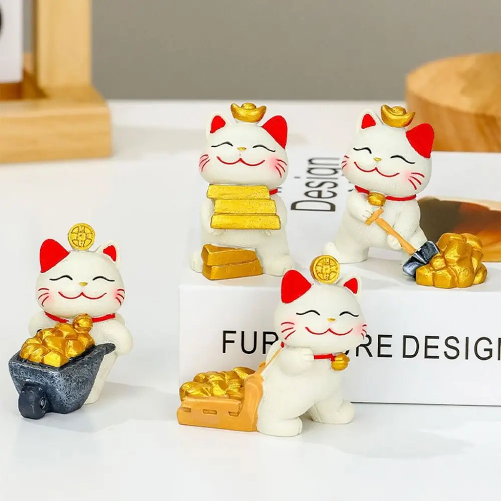 4 шт./компл. Kawaii мультфильм богатство махающий кот модель мини смола Lucky Cat