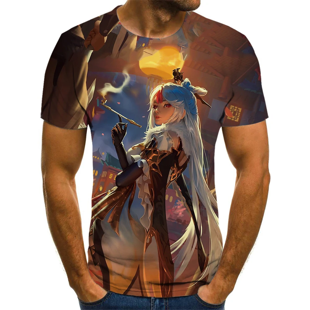 

2021 Four Seasons New Best Selling Genshin Impact 3D Printed Top Short Sleeve Kawaii Soft Hot Graphics T-Shirt