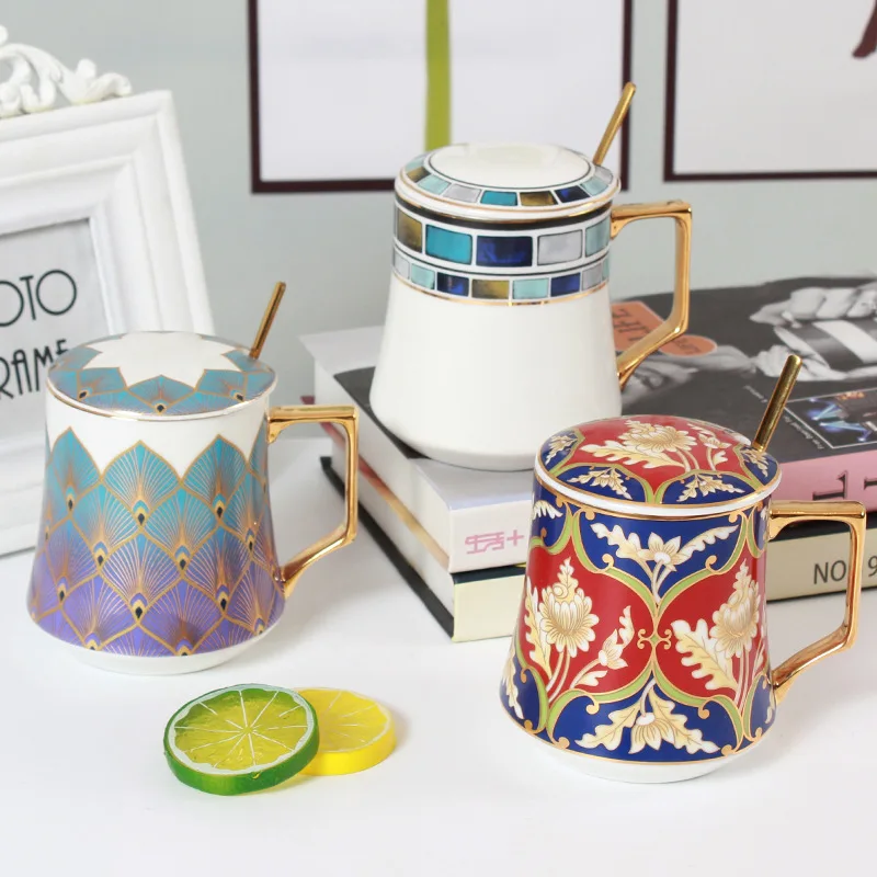 

Китайская креативная керамическая кружка для молока, кофейная чашка, домашняя кружка для завтрака, кружка из костяного фарфора, кружка с ручкой из Пномпеня, чашка для воды с крышкой