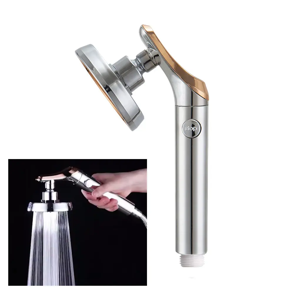 

360 Rotatable Big Panel Rainfall Adjustable 4 Inch High Pressure Hand Held Shower Head Bathroom Accessory With One Stop Button