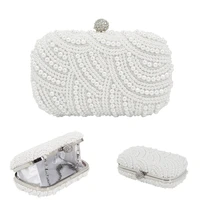 fashion clutch bag pearl diamante beaded party bridal handbag wedding evening purse women handbags