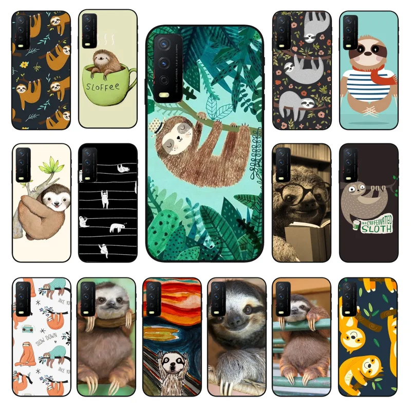 

Cute Caffeinated Sloth animal Phone Case for VIVO Y15s Y20 Y11 Y12 Y17 Y19 Y20S Y31 Y9s Y91 Y21 Y51 Y20i Y93 Y12S Y70