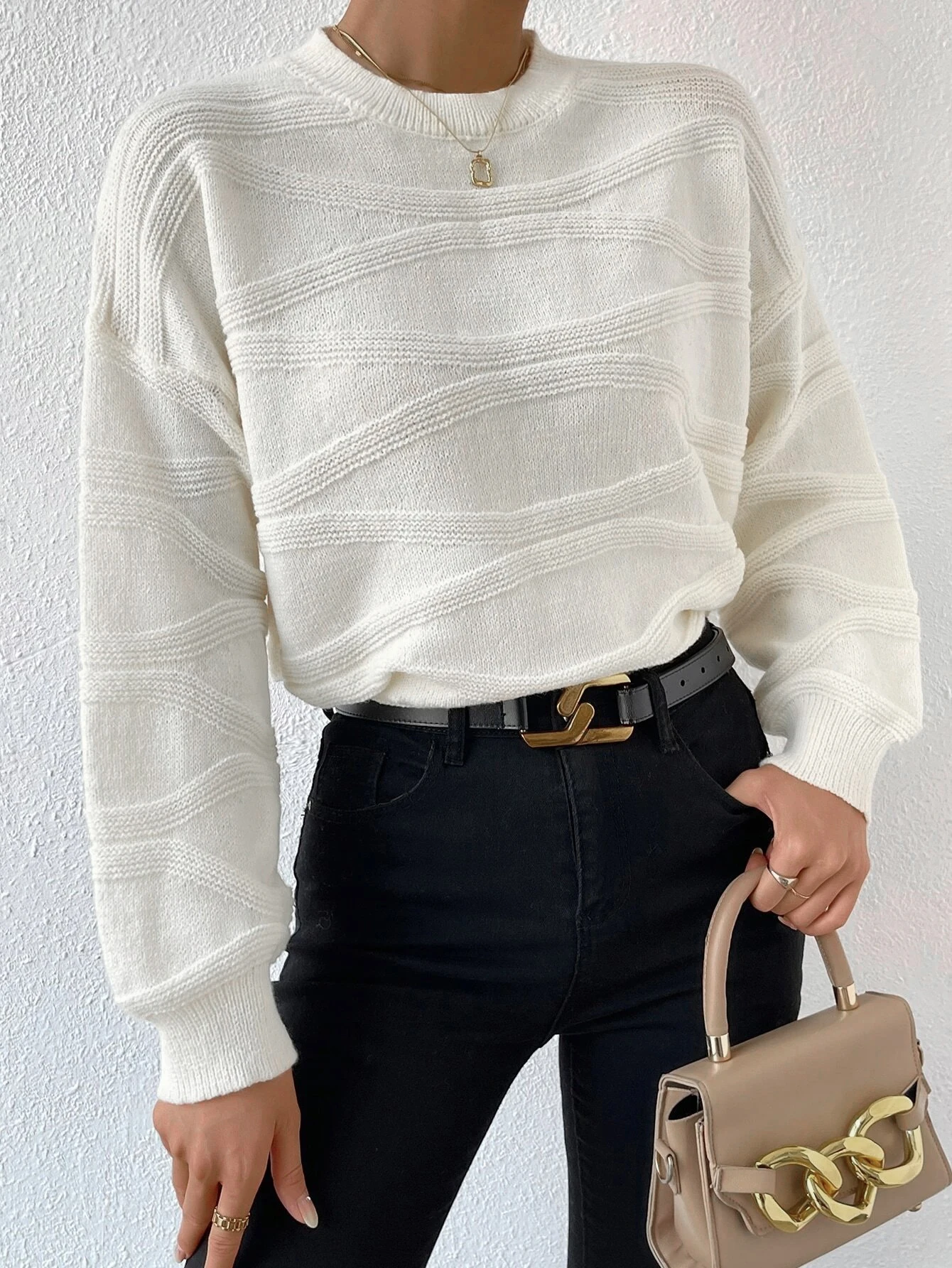 

Wixra Women Basic Sweaters O-Neck Long Sleeve Solid OL High Street Jumpers Casual 2023 Autumn Winter Knitted Top