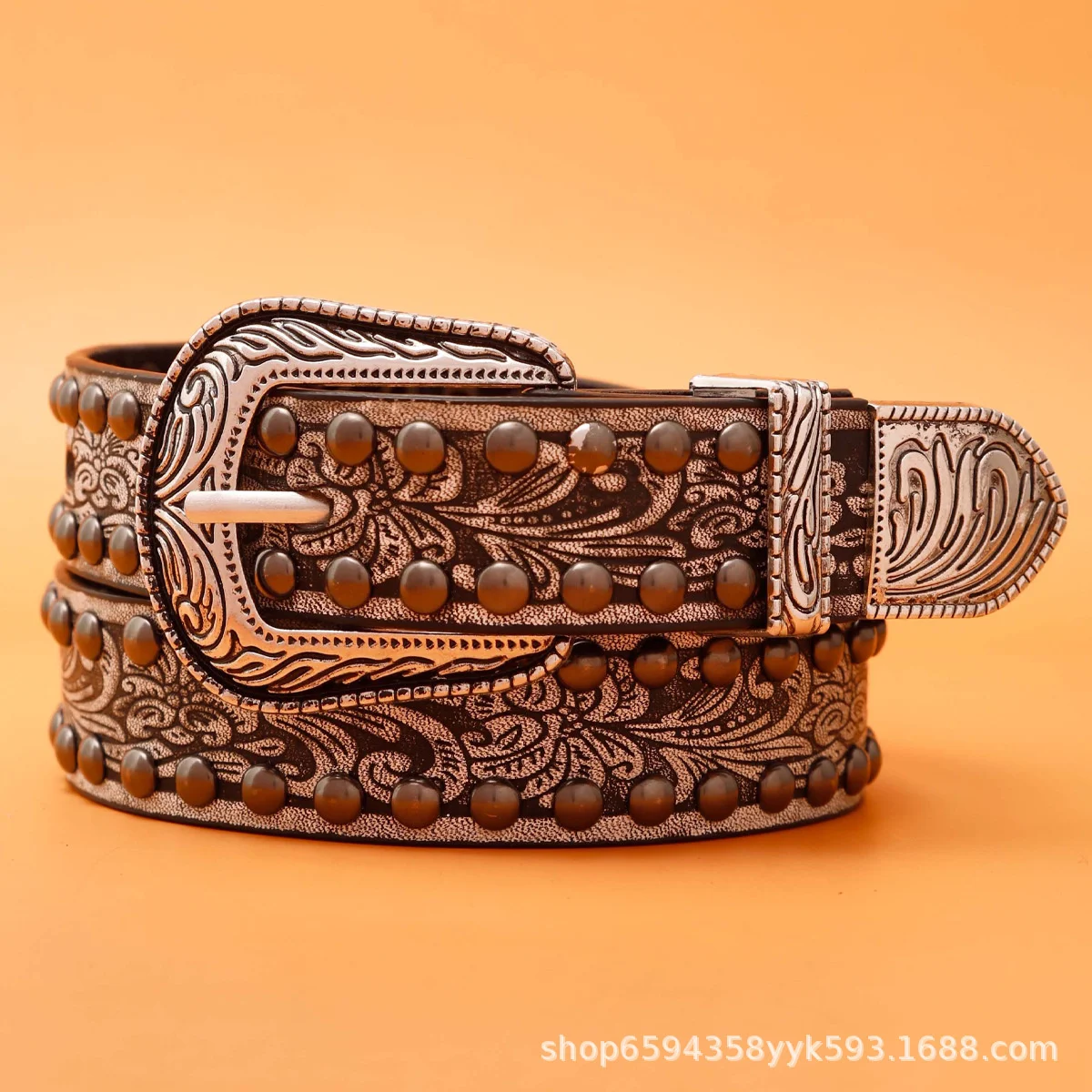 

New artistic embossed waistband for women with carved PU leather French carved design and personalized waist