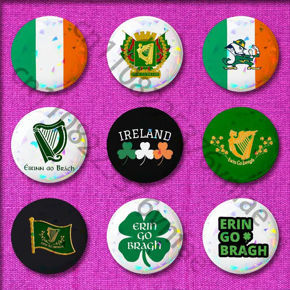 Фото Ирландский флаг, ирландская арфа, Эрин Go Bragh, значок для 32 мм, 25 мм, 44 мм, 75 мм, 58 мм, круглая булавка, брошь, украшение на крышку №1