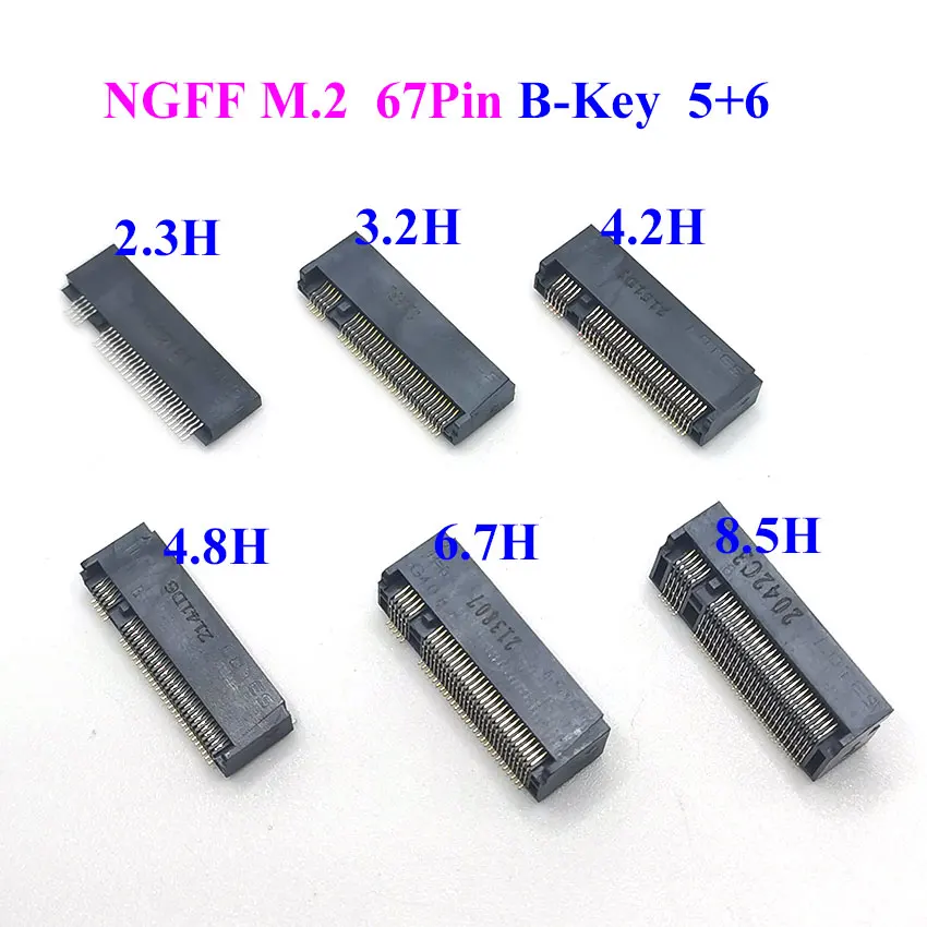 Ngff Soquete b Chave Altura 2.3 3.2 4.2 4.8 6.7 8.5h 67pin M.2 Slot Conector Adaptador 67p Ngff Smt Peças