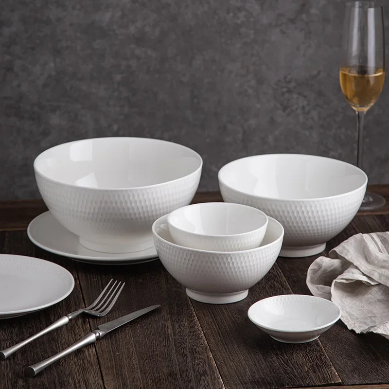 Vajilla Porcelana Blanca Platos Price Cerámica alta belleza tazón sopa fios arroz simples vajil