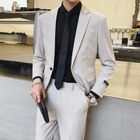 jacketpants 2022 fashionable mens slim suitmens high end pure cotton pure color grooms wedding dress 3 pieces s 3xl