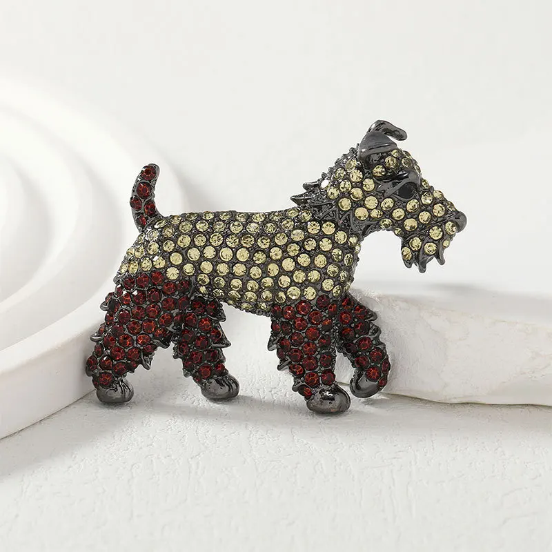 

Vintage Lovely Dog Brooches For Women Unisex Sparkling Rhinestone Schnauzer Puppy Pets Animal Party Casual Brooch Pins Gift