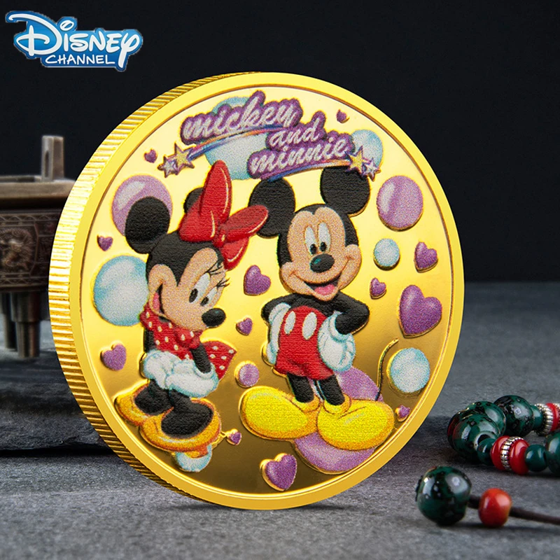 

Disney Mickey Minnie Mouse Gold and Silver Coin Metal Cartoon Movie Character Lucky Coin Collection Coins Furniture Crafts Gift