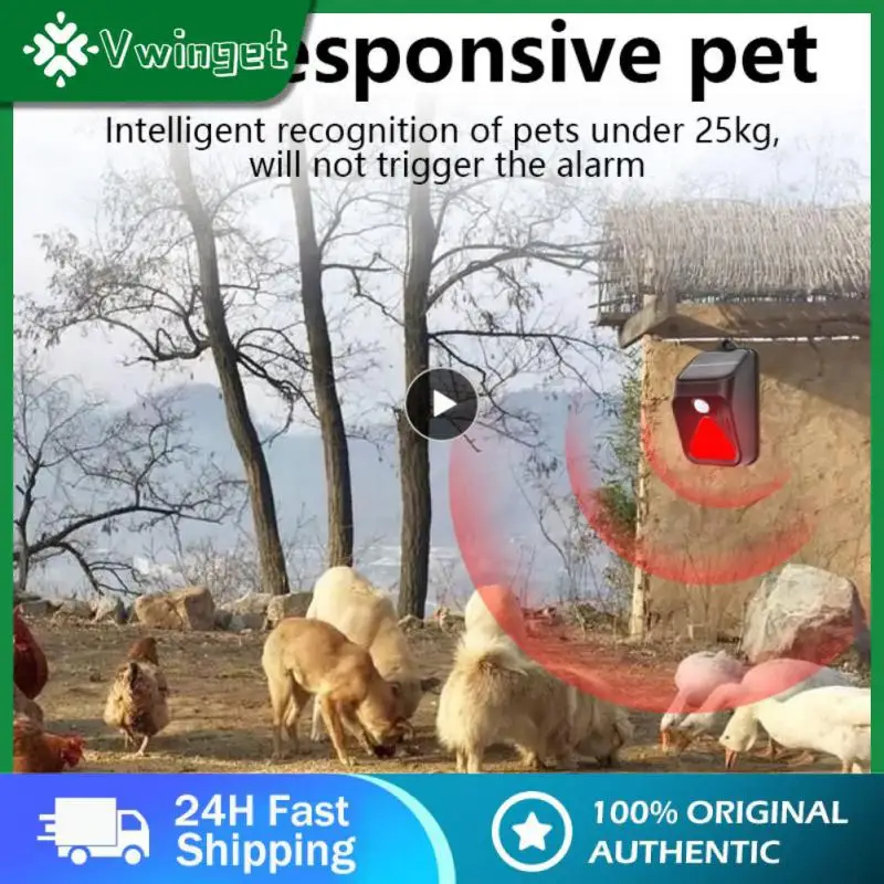 

800 Mah Solar Warning Lamp Waterproof Ip65 Led Lights 100 Db Remote Control Alarm Alarm Solar Charge Human Body Induction Flash