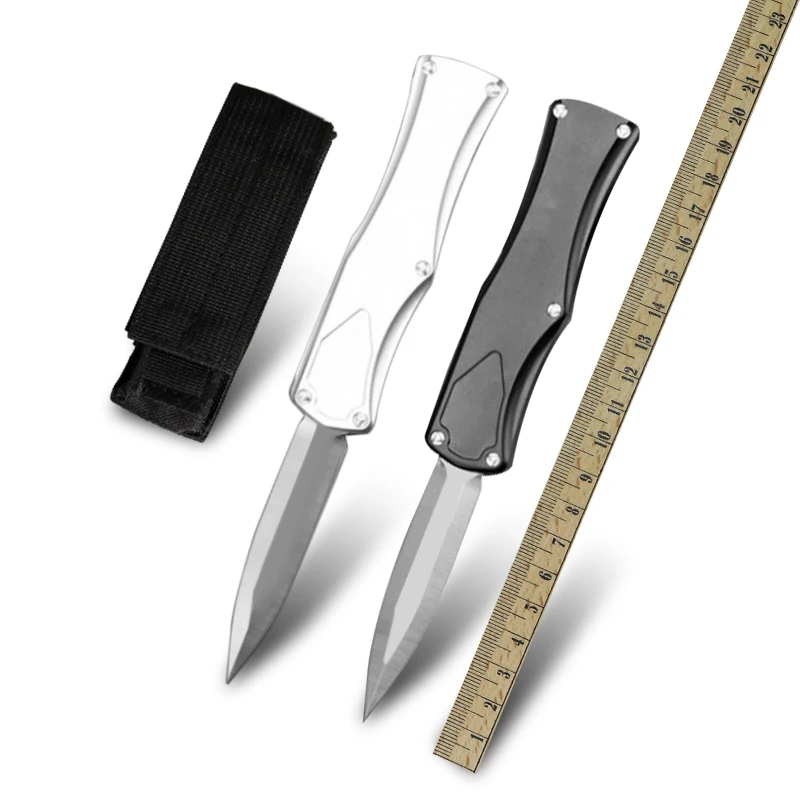Double Action Tactical Military Knife D2 Steel Self-defense Automatic Hidden Knife Field Survival Hunting Blade EDC Outdoor Tool