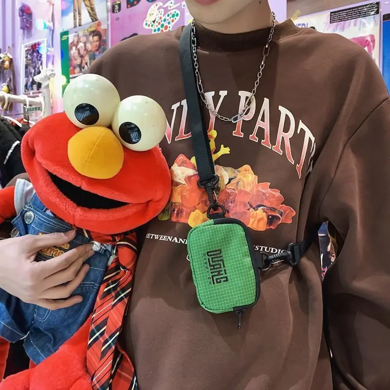 Men's Mini Crossbody Bag Fashion Ins Trendy Small Bag Earphones Storage Bag Hip Hop Hanging Bag Coins Purse