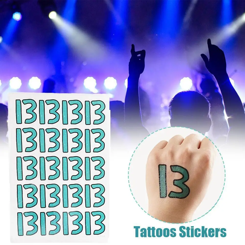 

Одноразовые наклейки для татуировок номер 13, временная быстрая работа, 13 водонепроницаемых наклеек для татуировок Lucky T R9N8