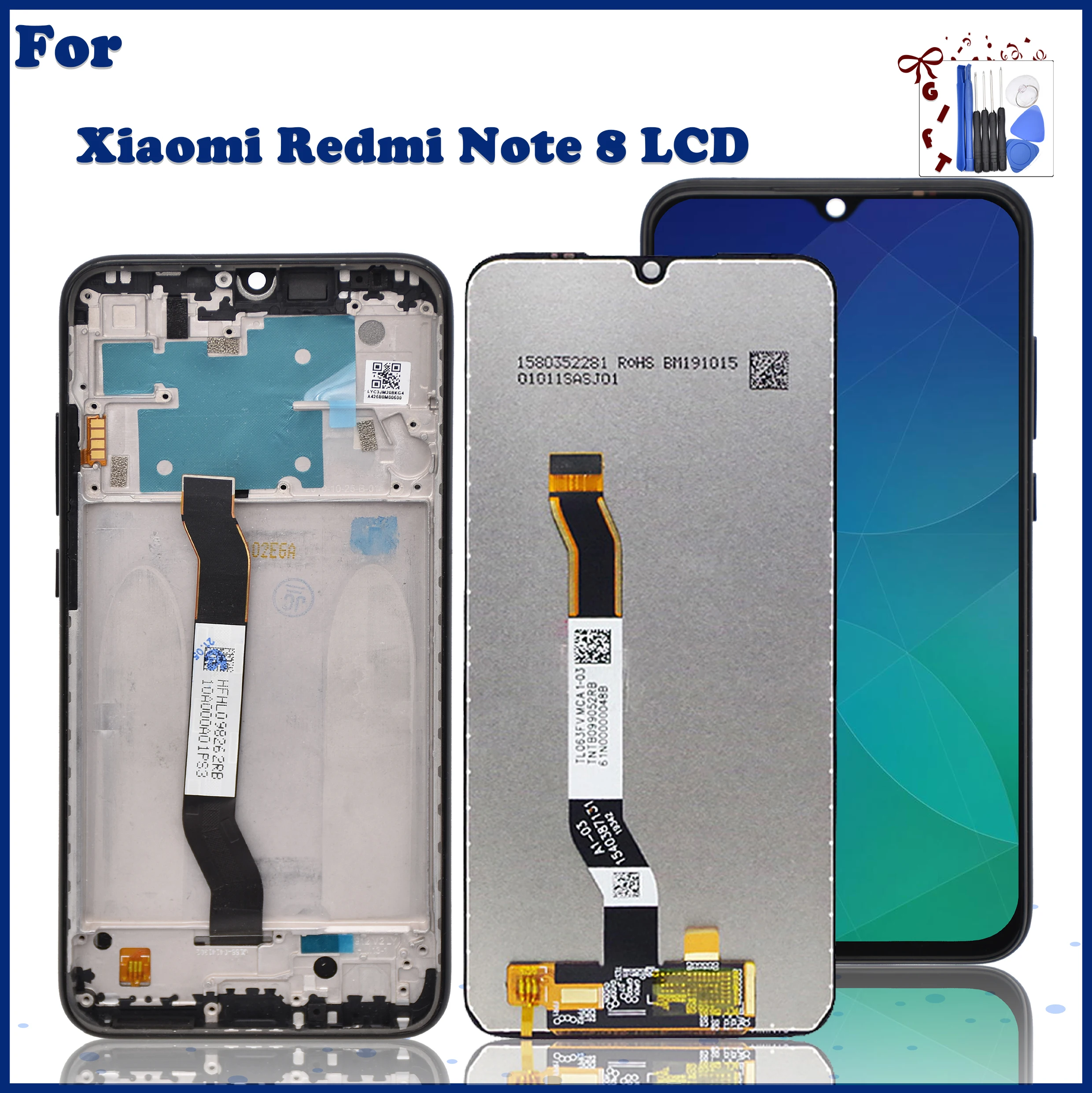 

Original 6.3"For Xiaomi Redmi Note 8 LCD Display Touch Screen Digitizer Assembly Replacement For Redmi note8 M1908C3JH+Frame