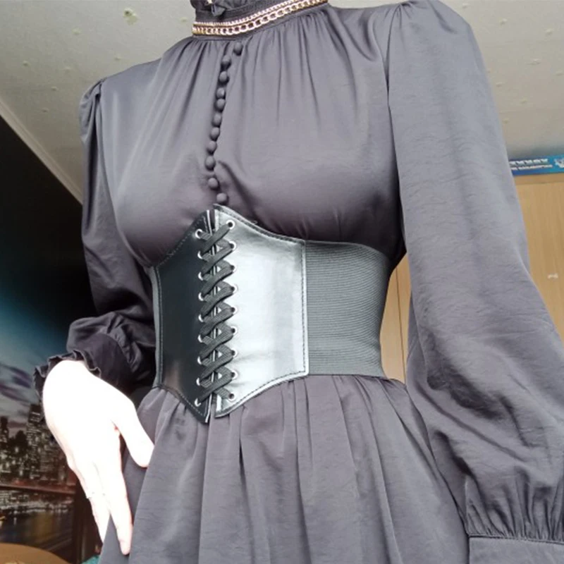 

Корсет эластичный женский широкий ремень сексуальный пояс для похудения искусственная кожа Высокая талия ремень панк готический формирую...