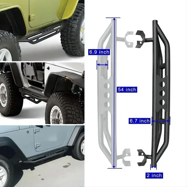 Черный армированный доспех для двери 2/4 боковой шаг Nerf Bar Rock Slider Rail подножки Jeep