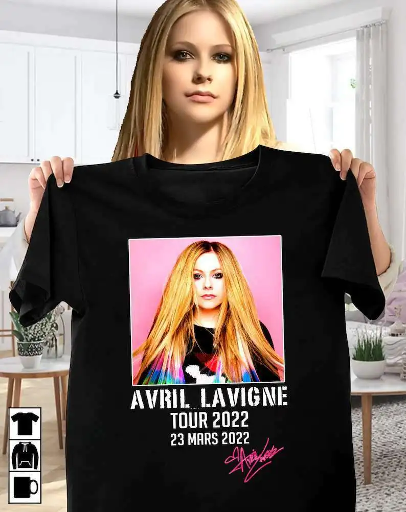 

Avril Lavigne 2022 Tour Merch Singer Music T- Shirt Men's S-3XL Cotton