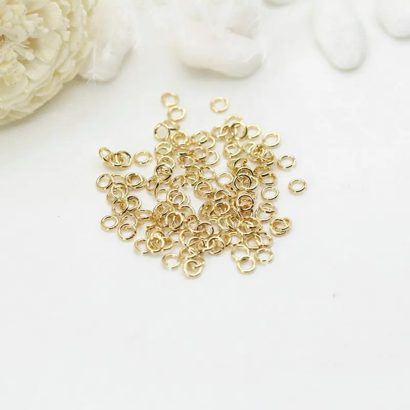 

200 шт., Металлические Открытые соединительные кольца из латуни с золотым покрытием 14 к, 2,6 мм, 3 мм, 3,5 мм, 4 мм