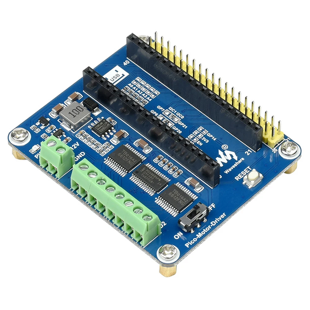 

Плата драйвера электродвигателя Raspberry Pi Pico, 5 В, 4-сторонний интерфейс электродвигателя постоянного тока, регулятор напряжения, плата расширения для RPI Pico