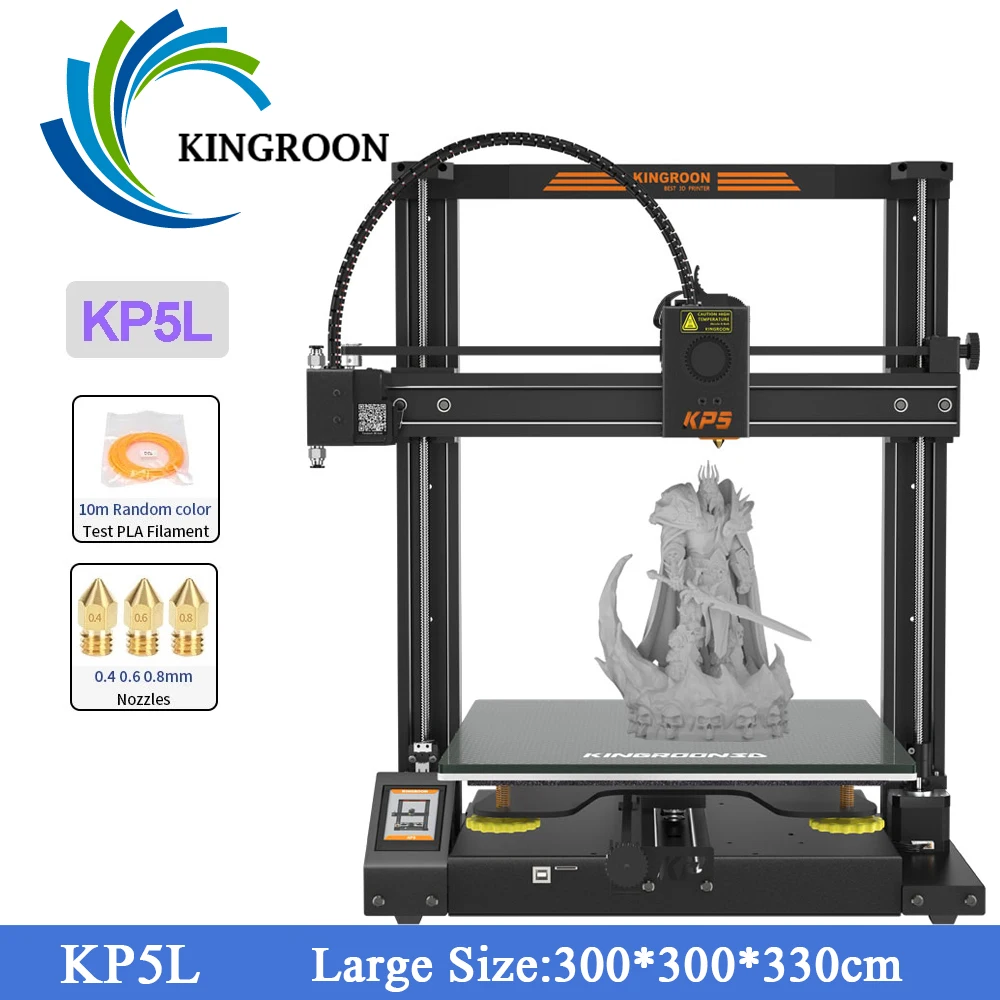 

KINGROON KP5L большой 3D-принтер 300*300*330 мм FDM с функцией возобновления печати после выключения, набор для 3D-принтера «сделай сам», высокоточная 3d-пе...