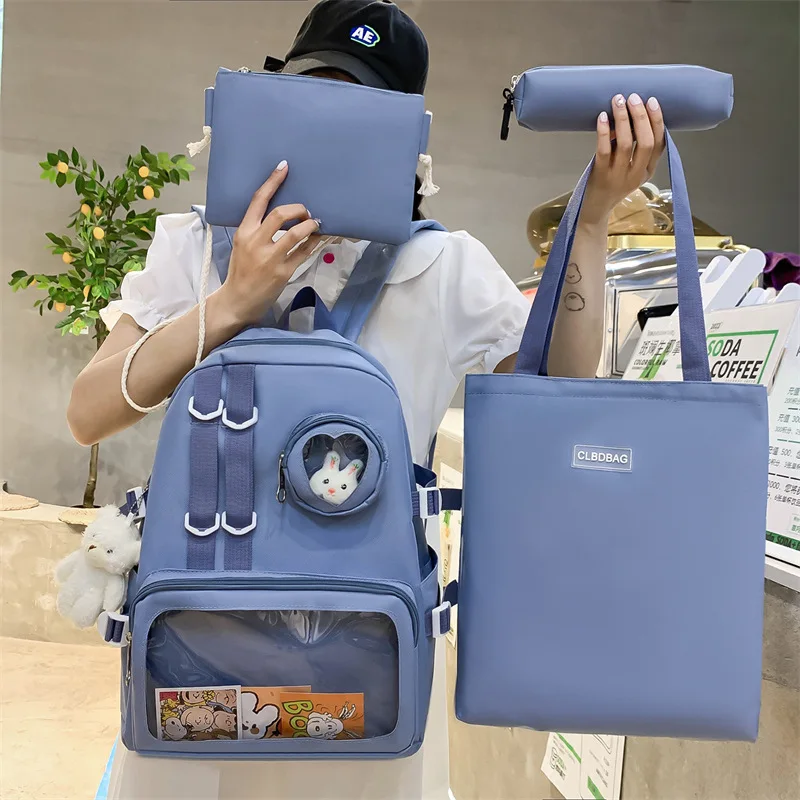 

Qyahlybz primary school schoolbag female backpacks four-piece set backpacks for teenagers girls school backpack