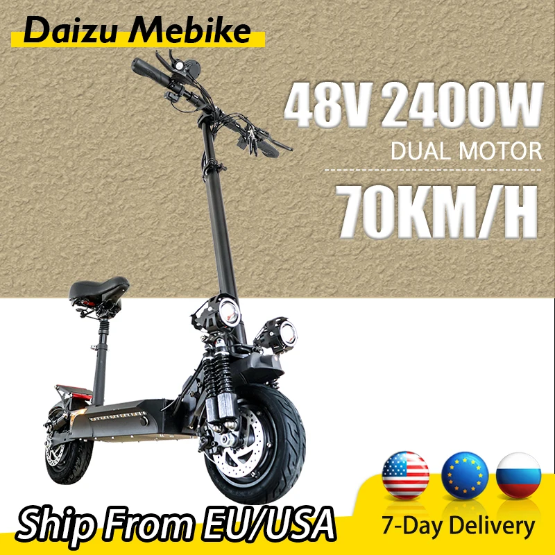 

70KM/H Max Speed Electric Scooters Adults 2400W 48V Powerful Dual Motors E Scooter with 10'' Tire Folding Patinete Elétrico