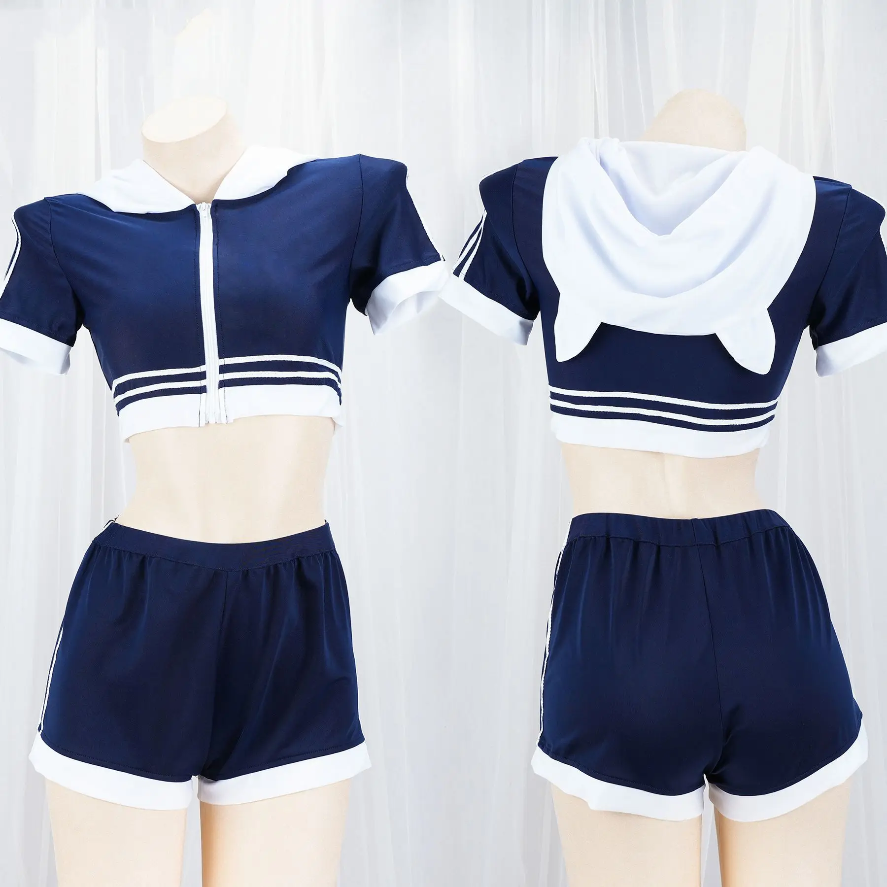 Аниме Kawaii Девушка с капюшоном Гимнастический костюм Пижамы Женское домашнее