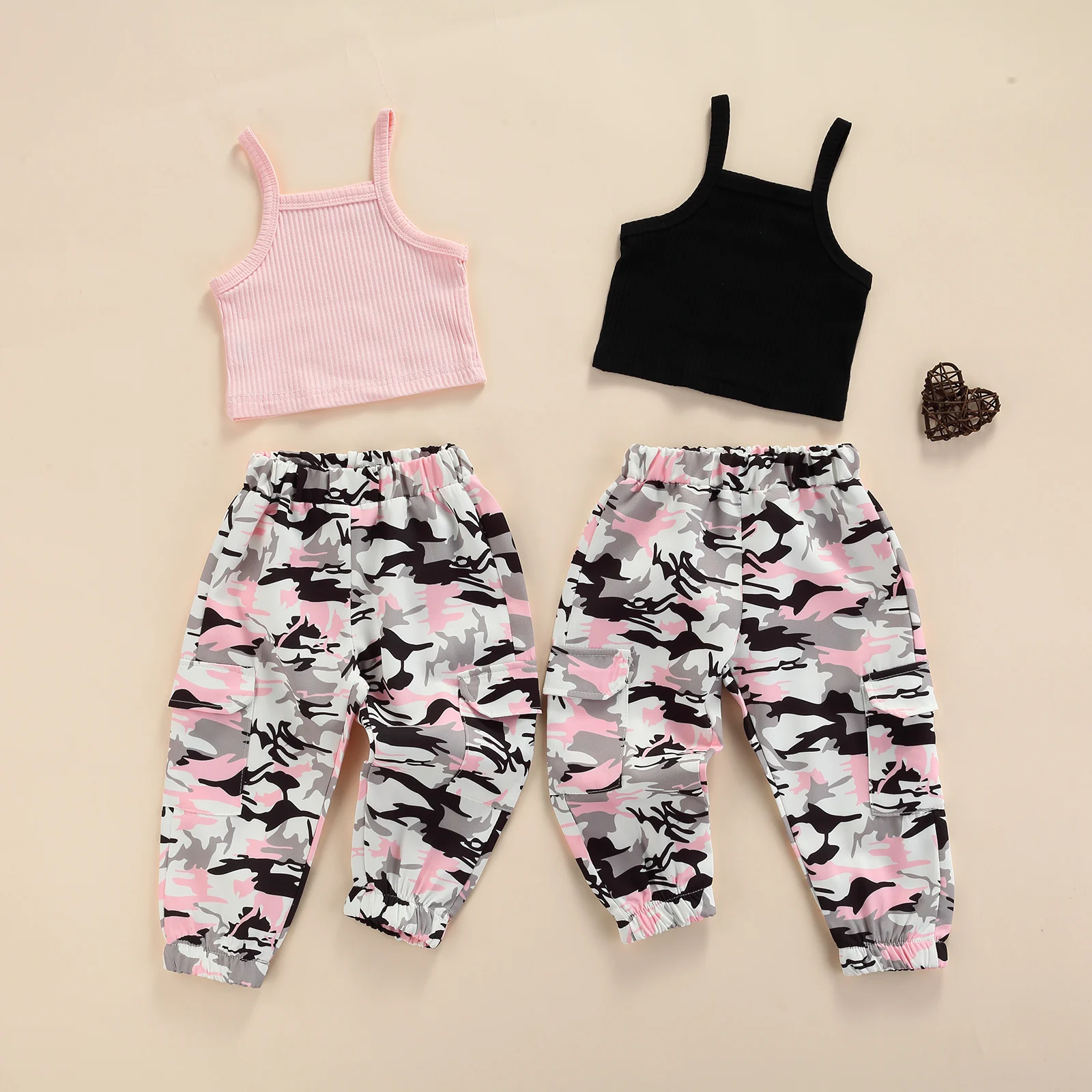 

2 шт., Детские камуфляжные брюки без рукавов с карманами