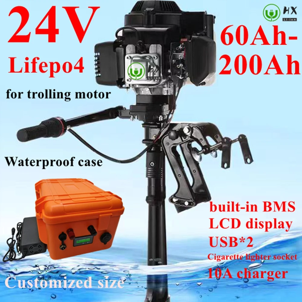 Литиевая батарея Lifepo4 24 В 50 Ач 60 80 BMS pour moteur de pêche à la traîne Si