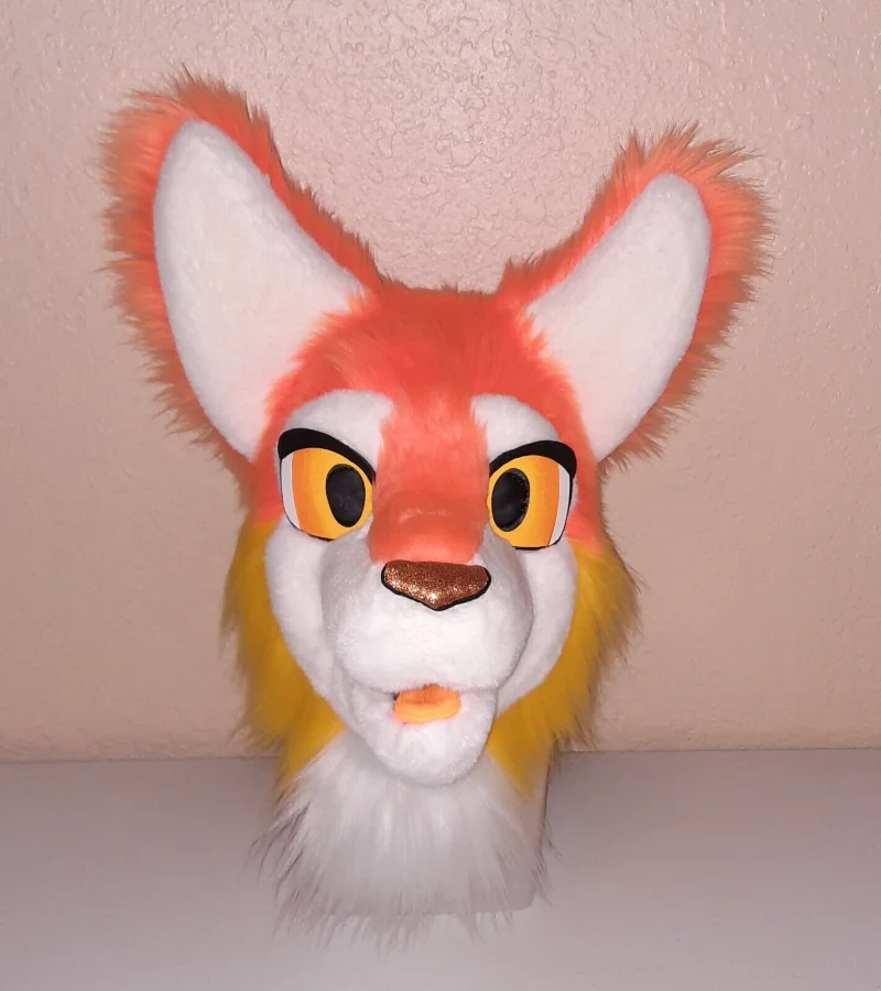 Костюм-маскарад лисы-собаки с меховым мехом, частичной головой и хвостом, для косплея и карнавалов.