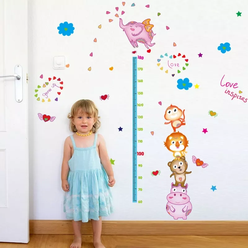 

NEW2022 Cartoon Kids Height Chart Wall Sticker backdrop Decor for Home Decoration room Decals Art Animals Height Ruler Sticker w