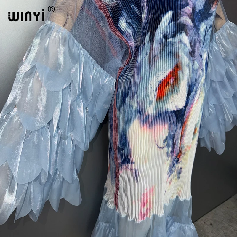 Фото Плиссированное эластичное платье WINYI: пляжная накидка, кафтан, абайя для мусульманских женщин, роскошное вечернее платье в ретро-стиле для вечеринок в Дубае №4