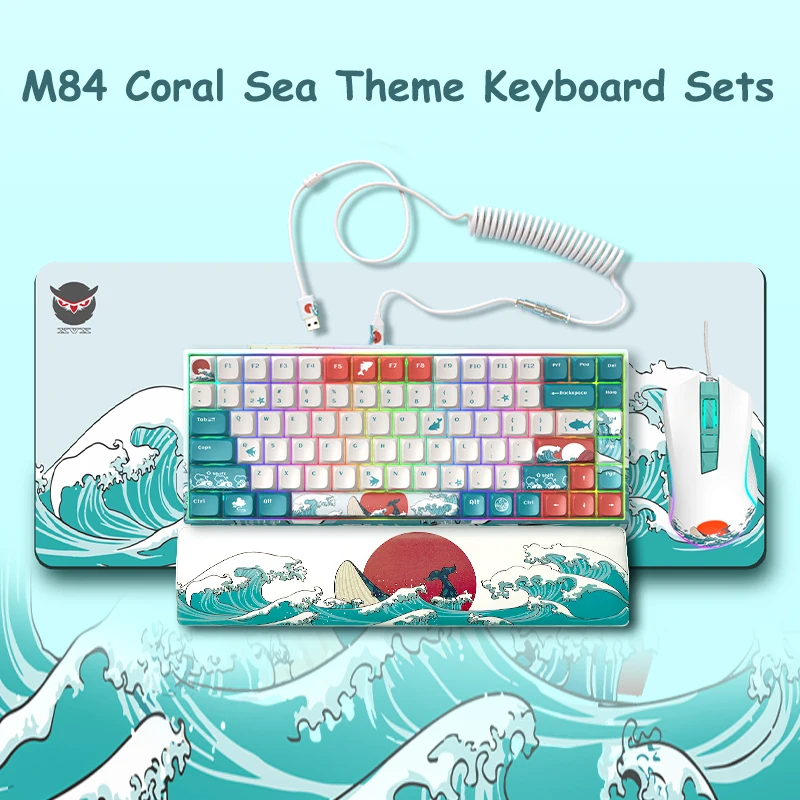 XVX M84 Coral Sea Wireless/Wired Mechanical Keyboard Hot Swappable Compact 84 Keys Gaming Keyboard RGB Backlit Custom Gateron