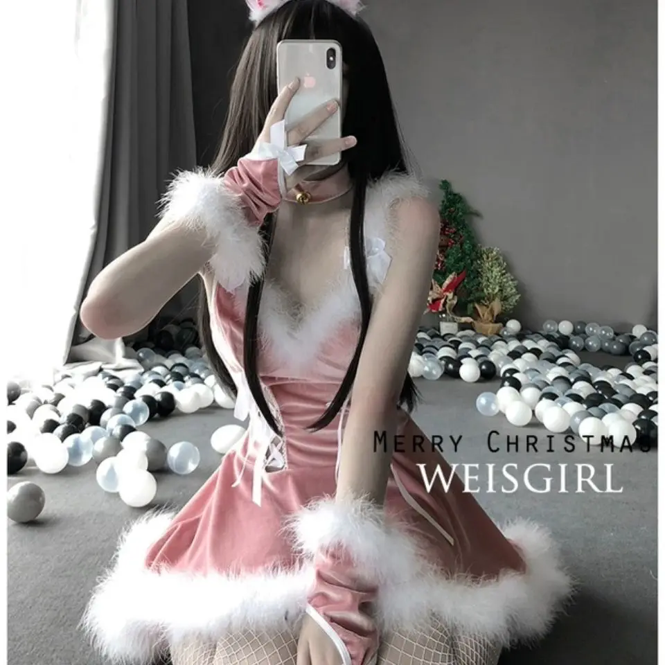Рождественское платье розовая юбка Deerlet женское костюм розовое Desire Uniform Cos