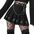Мини-юбка женская плиссированная с завышенной талией, уличная одежда в стиле Харадзюку, костюм в стиле рок с завышенной талией, Черная
