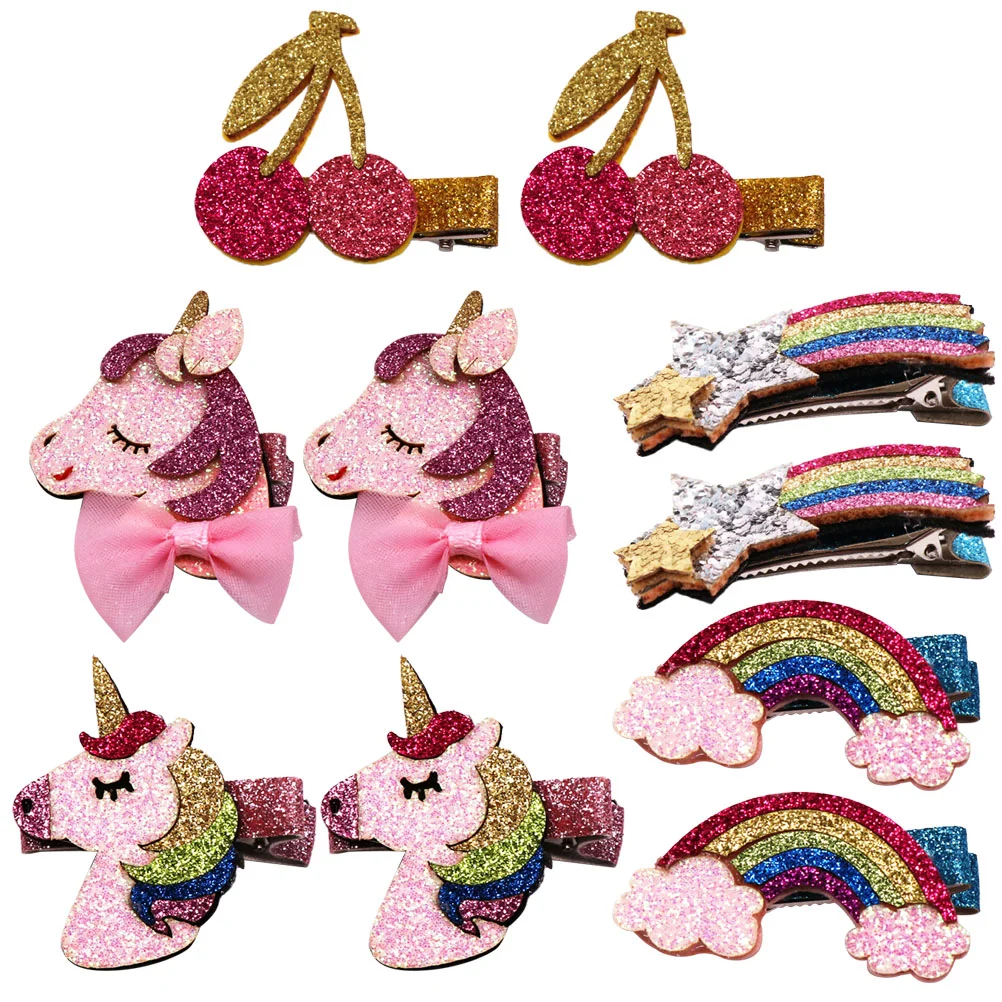 

Hair Clips Girlsunicorn Barrettes Snap Clip Cute Glitter Kids Toddlergirl Sequins Baby Accessory Clamps Elegant Exquisite