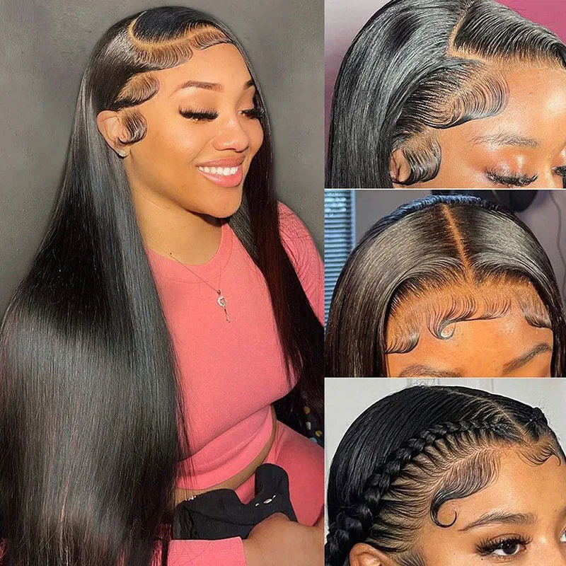 

150% 180% 32 34 Inch Brazilian Straight HD Transparent 13x6/13x4 Lace Frontal Human Hair Wig 4x4 Lace Closure Wigs 360 Human Wig