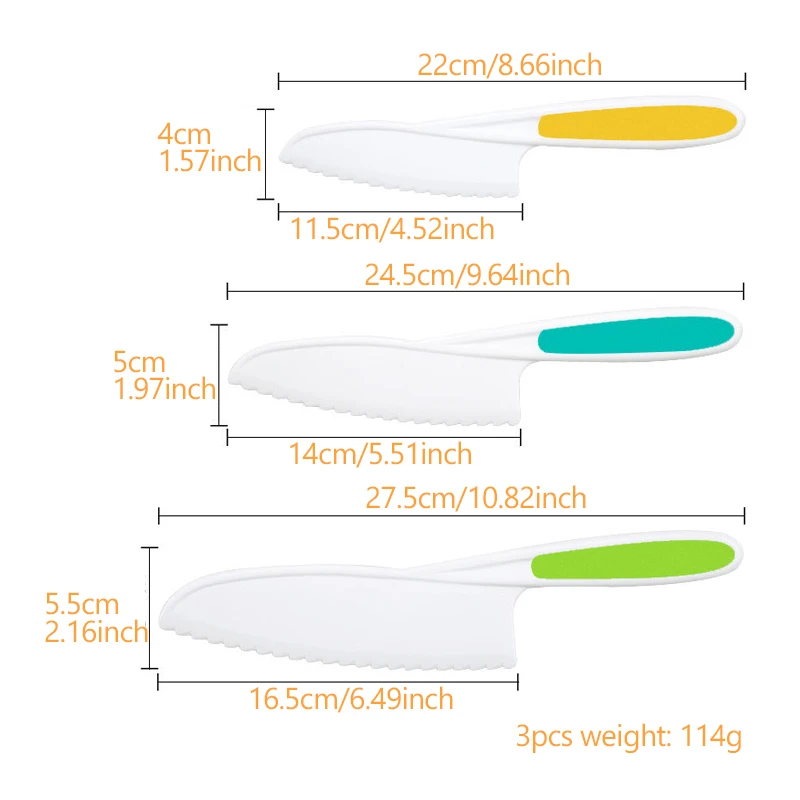 Набор из 3 нейлоновых детских ножей для реального приготовления пищи Безопасный