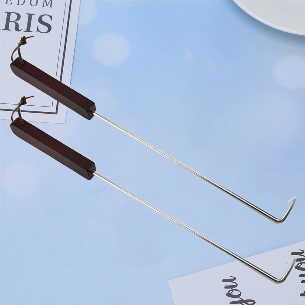 

Skewers Bbq Meat Fork Stainless Steel Barbecue Hook Camping Turner Campfire Steak Grilled Sticks Needle Metal Safety Flat