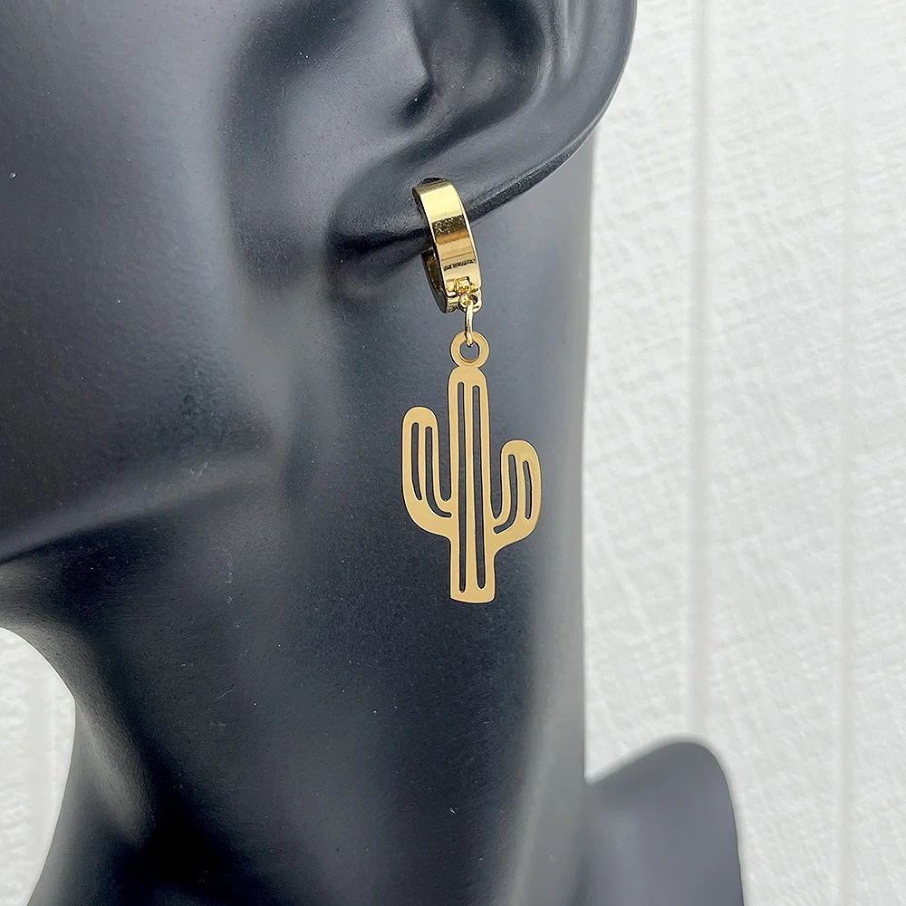 

Trending Hollow Cactus Stainless Steel Earrings for Women Plant Stud Earrings Accessories Earings Fashion Jewelry
