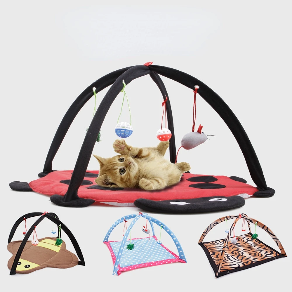 

Cat Tent Folding Stress Relief Lightweight 4 Interactive Toy Pet Kitten Sleeping Pad for Household Pet Cartoon Breathable Tent