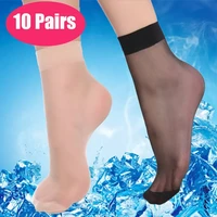 10 pair women socks elastic ultra thin transparent short socks crystal socks high elastic skin color nylon short socks wholesale