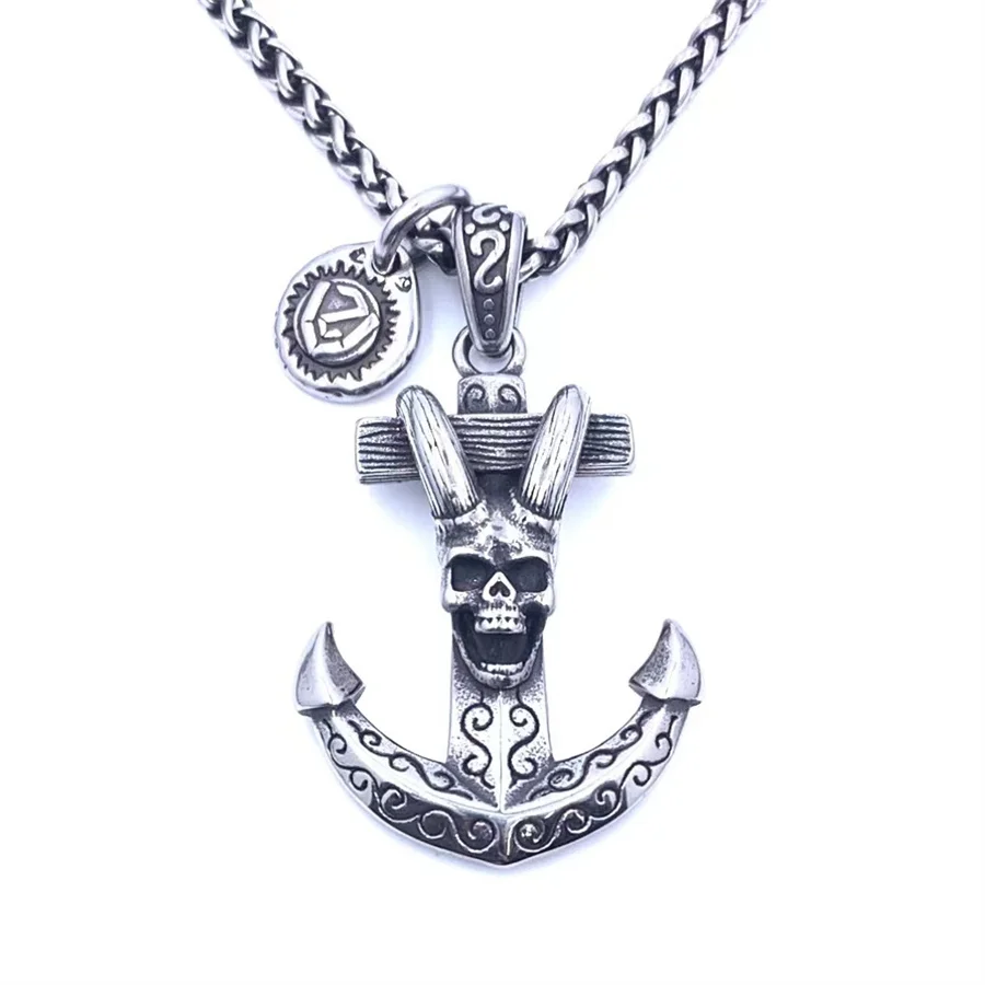 

Titanium Steel Fallen Angel Satan Anchor Necklace Men's Retro Pendant Personality Hip Hop Fashion Street Jewelry Accessories