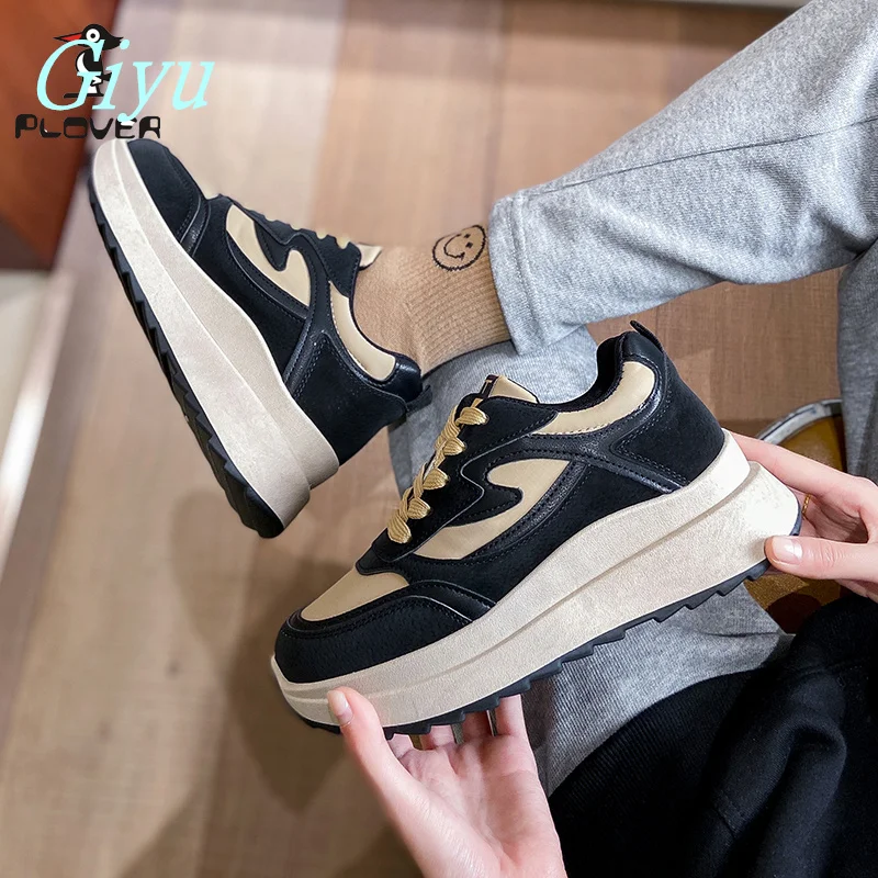 

2022 Spring and Autumn Popular Women's Shoes, Thick-soled Mid-heel Women's Sports Shoes, Non-slip All-match Fashion Casual Shoes