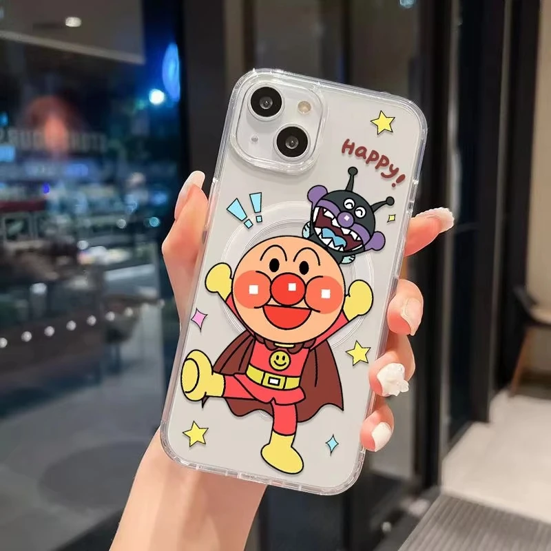 Фото Магнитный чехол для телефона Anime Anpanma Magsafe для iPhone 17, Air 16, 15, 14, 13, 12, 11 Pro Max Plus Mini SE 2020 2022, мягкий прозрачный №4