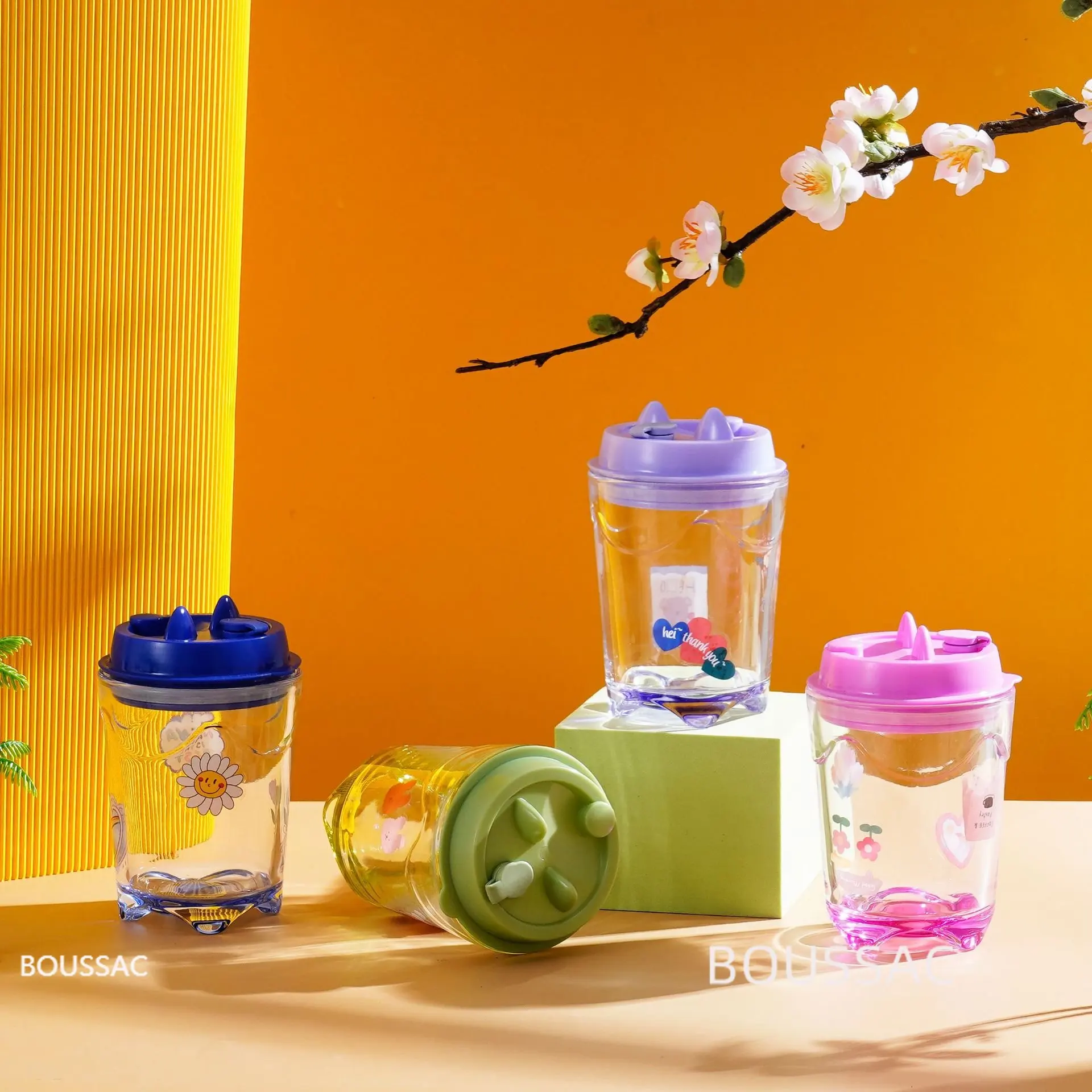 

Double-layer Glass Water Cup Household Straw Cup Office High-value Coffee Cup with Lid Sealed Cat Star Gift Cup Bar Drinking Set