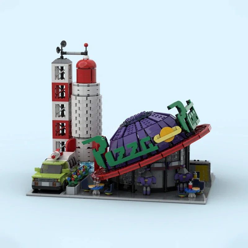 MOC модульная пицца планета ресторан город вид на улицу модель архитектура