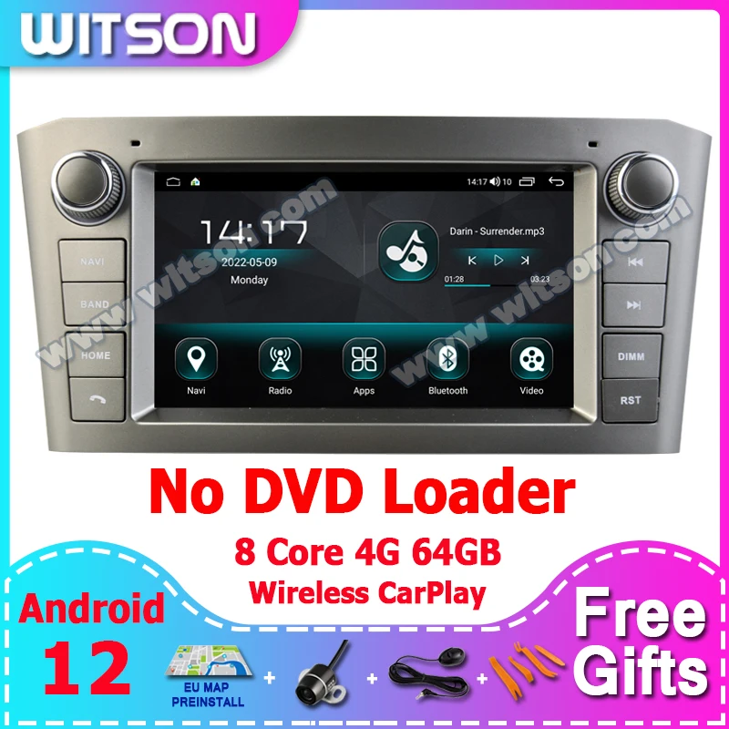 WITSON 7 дюймов Android 14 Авто радио 2 din для TOYOTA AVENSIS 2005 2006 2007 Экран GPS Мультимедиа WIFI MP3 без DVD-плеера