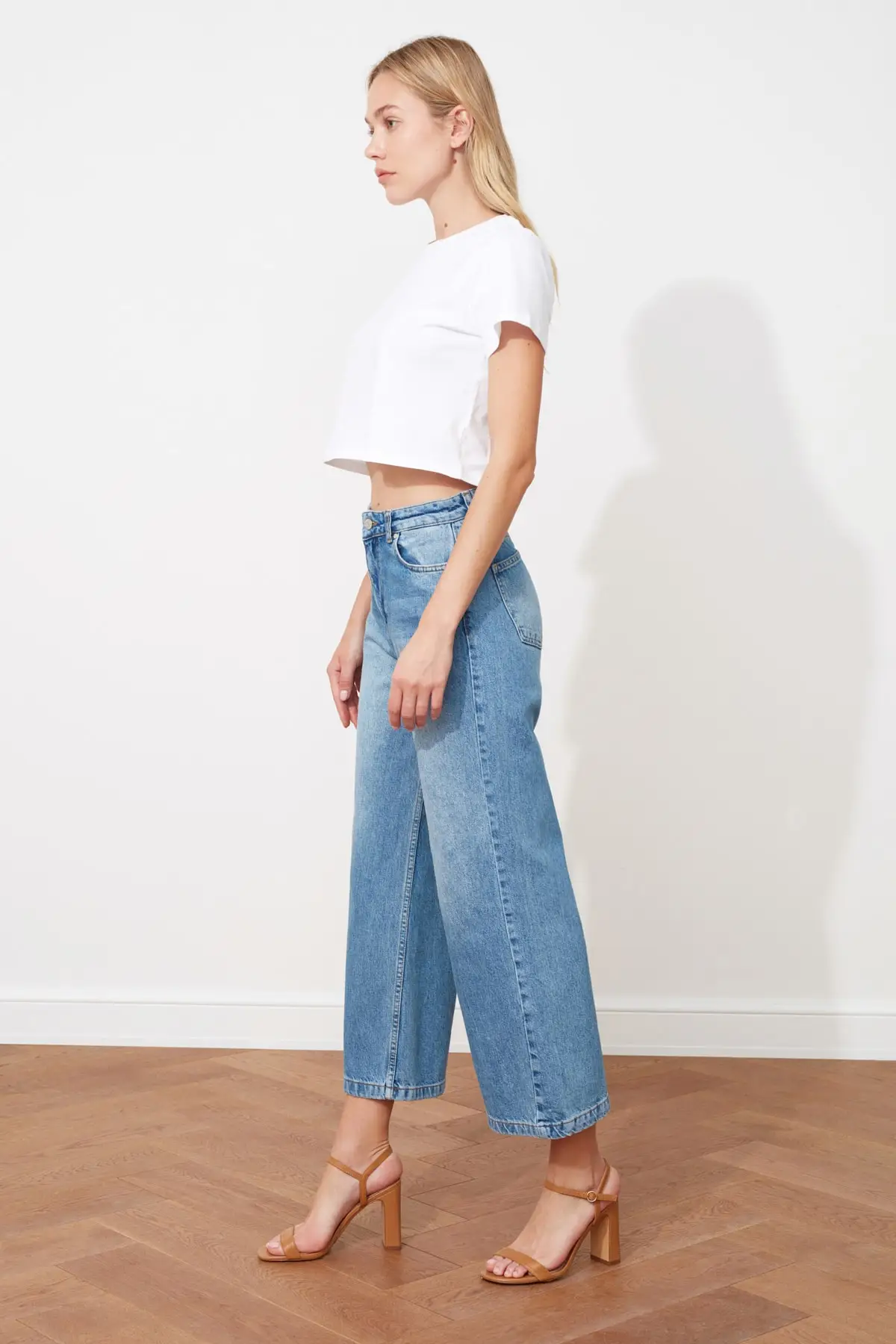 

Jean Light Blue High Waist Culotte Women Jeans 2021